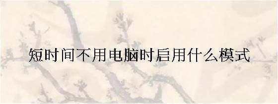 短时间不用电脑启用什么模式（短时间不用电脑启用什么模式最好）