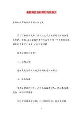 电脑店洽谈（卖电脑的谈判方案）